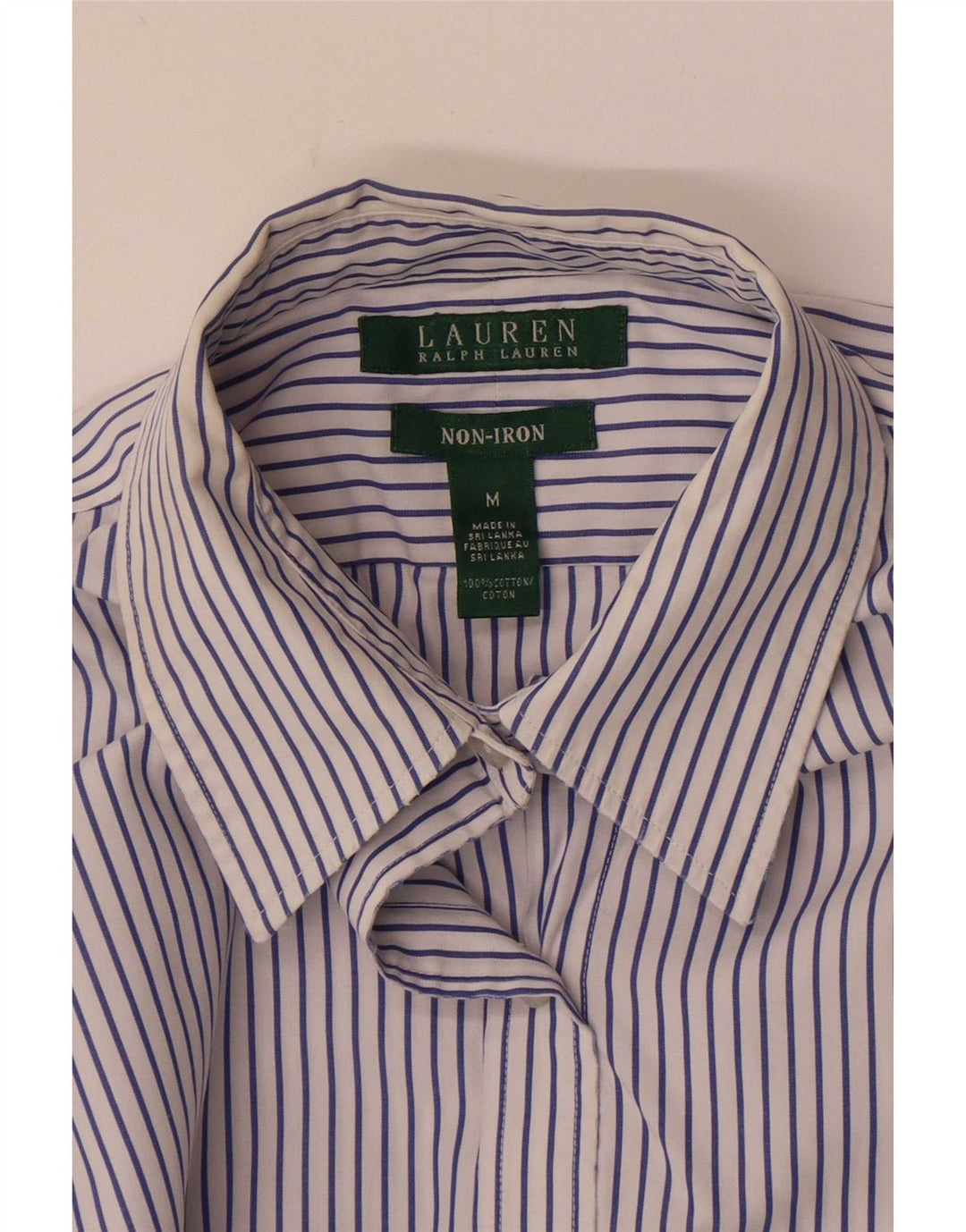 Ralph Lauren Dameskjorte UK 14 Medium Blue Pinstripe Bomuld