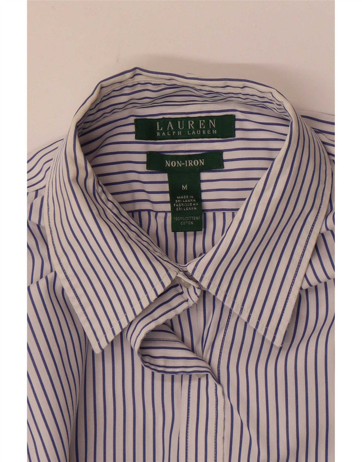 Ralph Lauren Dameskjorte UK 14 Medium Blue Pinstripe Bomuld
