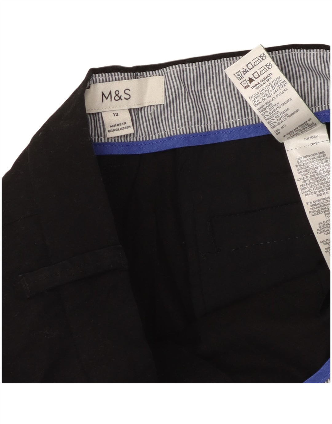 Marks & Spencer Chino Shorts til kvinder UK 12 Medium W30 Sort Bomuld