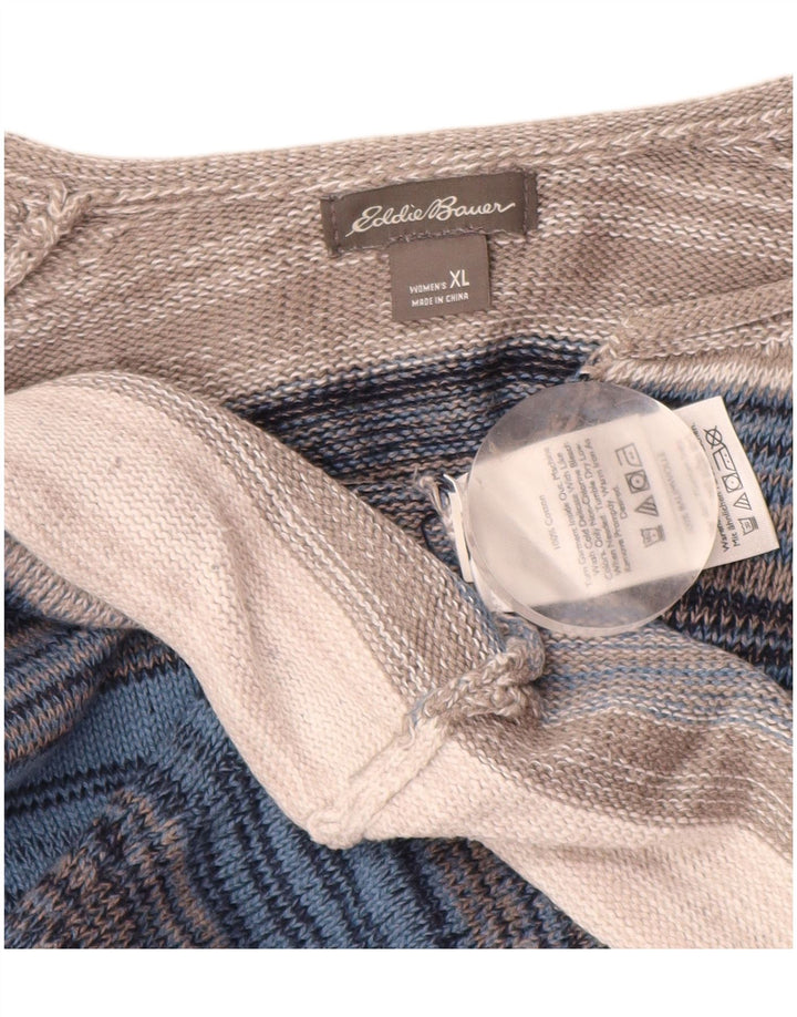 EDDIE BAUER Dame V-hals sweater UK 18 XL Flerfarvet stribet
