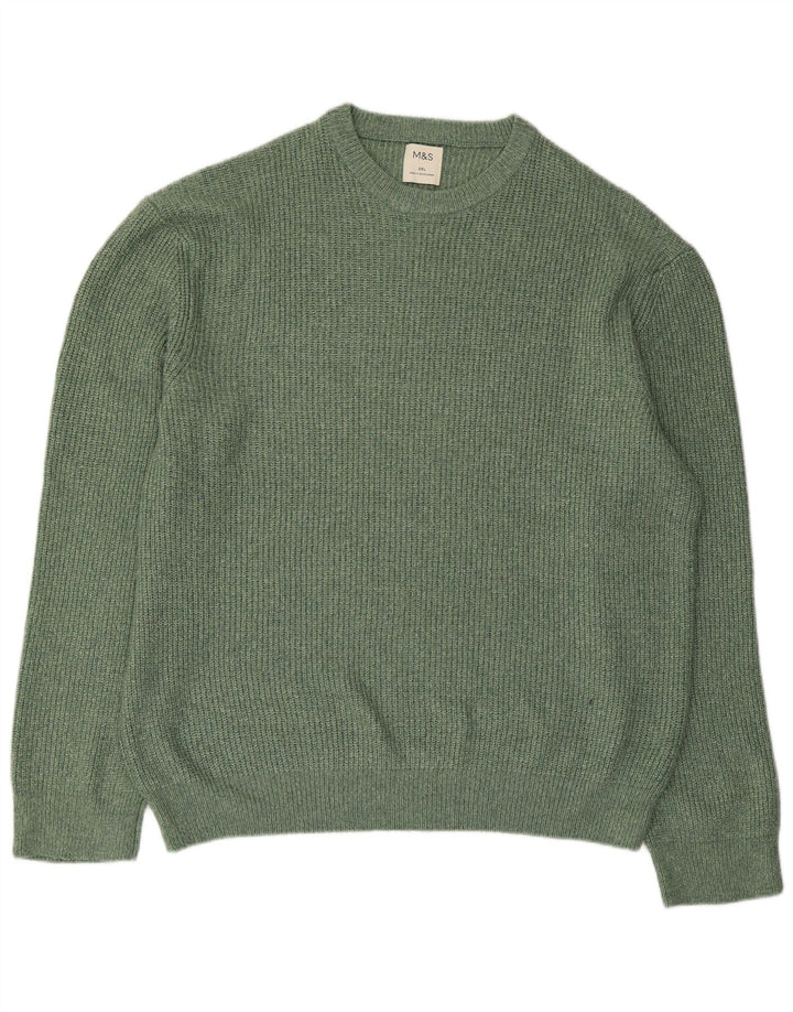 Marks & Spencer Herre sweater med rund hals 2XL Grøn polyamid
