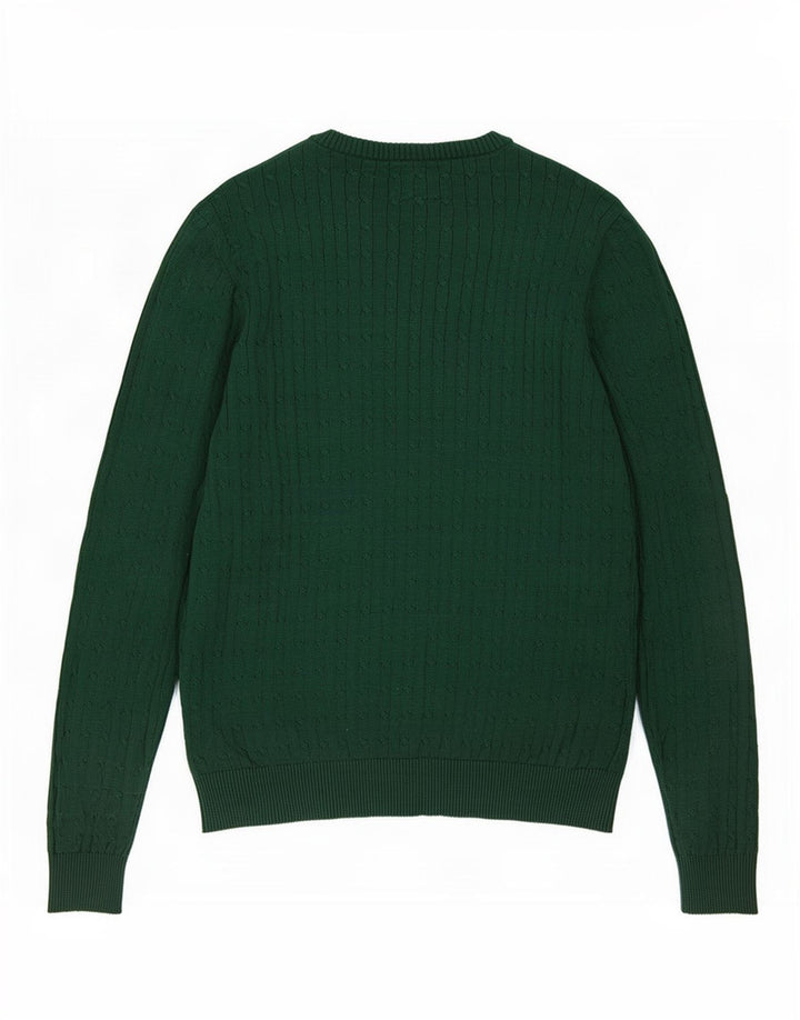 Vintage sweater med rund hals til mænd mellemgrøn bomuld