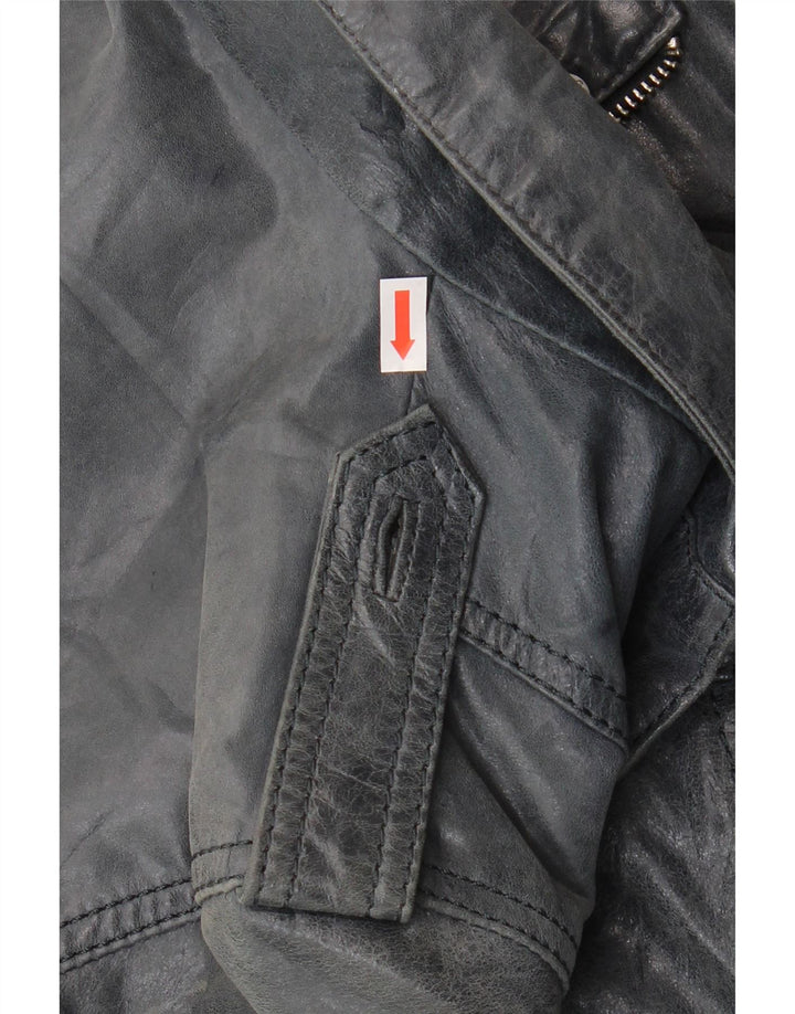 Vintage dame bomber læderjakke IT 46 Stor marineblå læder