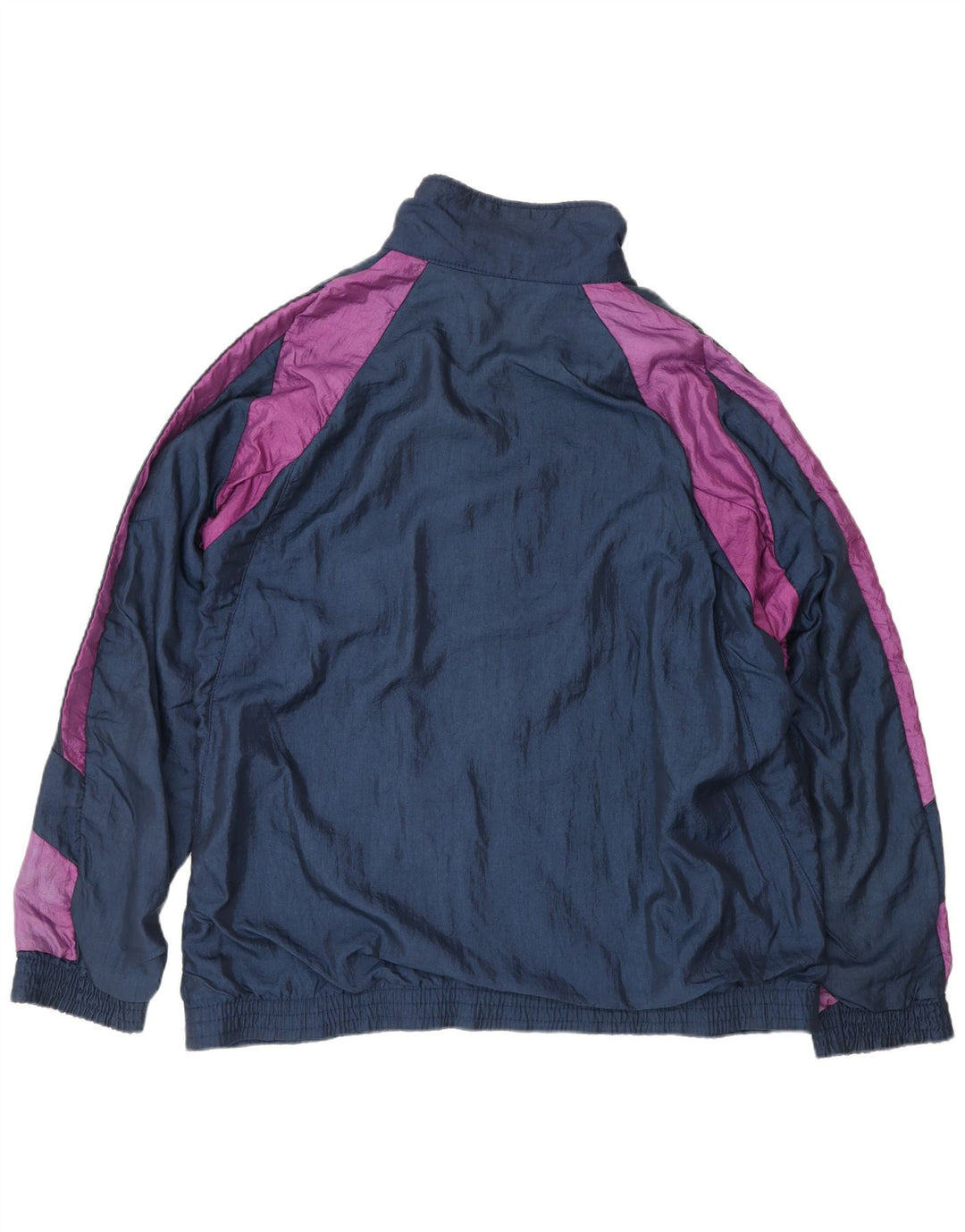 VINTAGE Mens Graphic Tracksuit Top Jacket XL Navy Blue Colourblock