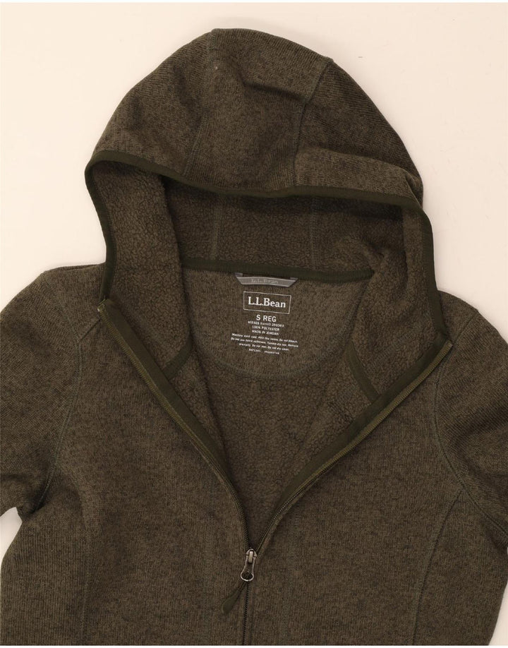 L.L.BEAN Womens Longline Zip Hoodie Sweater UK 10 Small Khaki Polyester Vintage L.L.Bean and Second-Hand L.L.Bean from Messina Hembry 