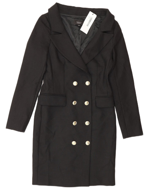 Karen Millen Womens Double Breasted Coat UK 8 Small Black Polyester