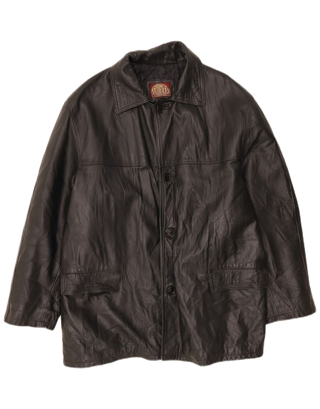 Vintage herre læderjakke IT 56 3XL Sort