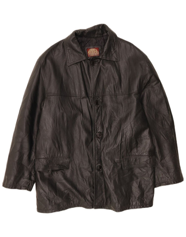 Vintage herre læderjakke IT 56 3XL Sort