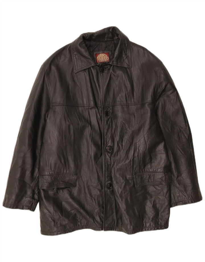 Vintage herre læderjakke IT 56 3XL Sort