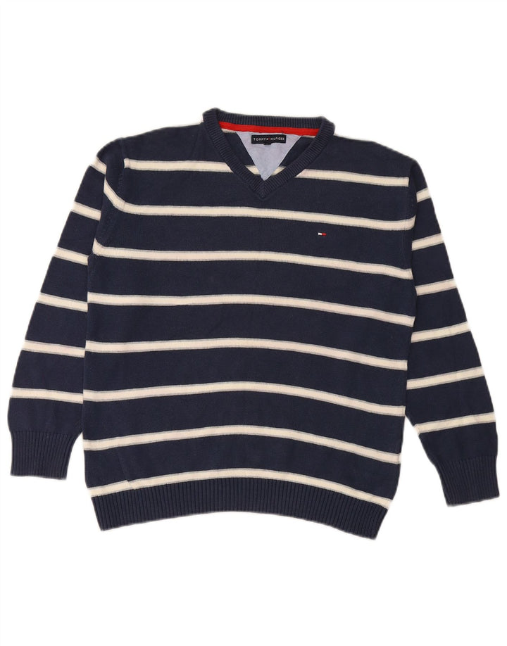TOMMY HILFIGER Drenge V-hals sweater 11-12 år Marineblå stribet