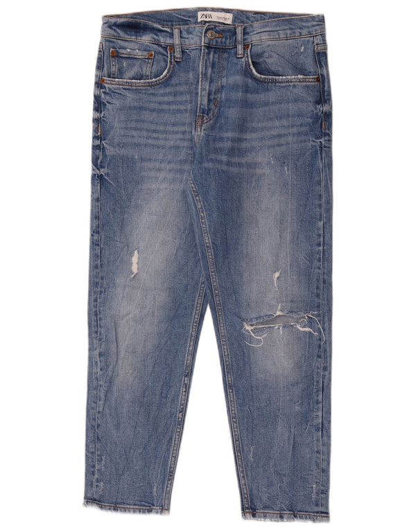 Zara Dame Distressed Slim Jeans EU 40 Medium W30 L26 Blå