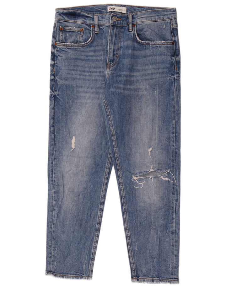 Zara Dame Distressed Slim Jeans EU 40 Medium W30 L26 Blå