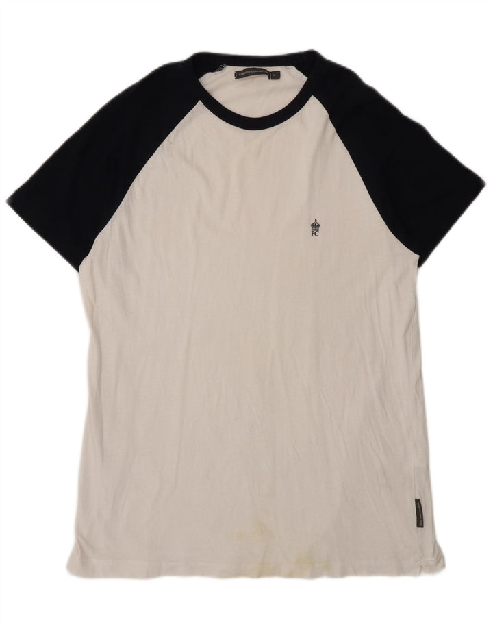 French Connection Dame T-Shirt Top Stor Hvid Colourblock Bomuld