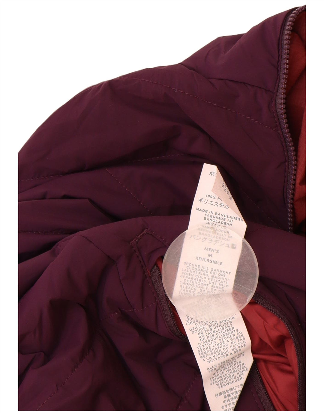 Eddie Bauer Herre Hætte Vendbar Jakke UK 38 Medium Burgundy Nylon