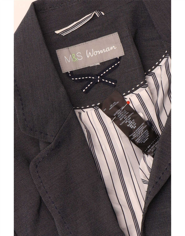 Marks & Spencer Dame 5 Button Blazer Jacket UK 18 XL Navy Blue Polyester