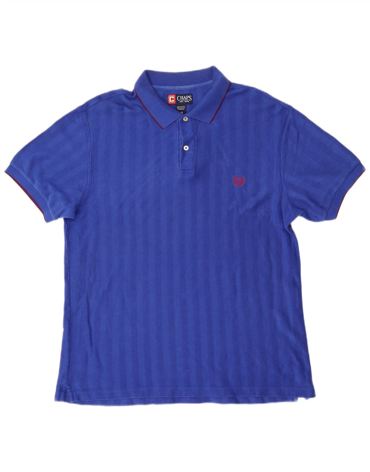 Chaps herre poloshirt stor blå stribet bomuld