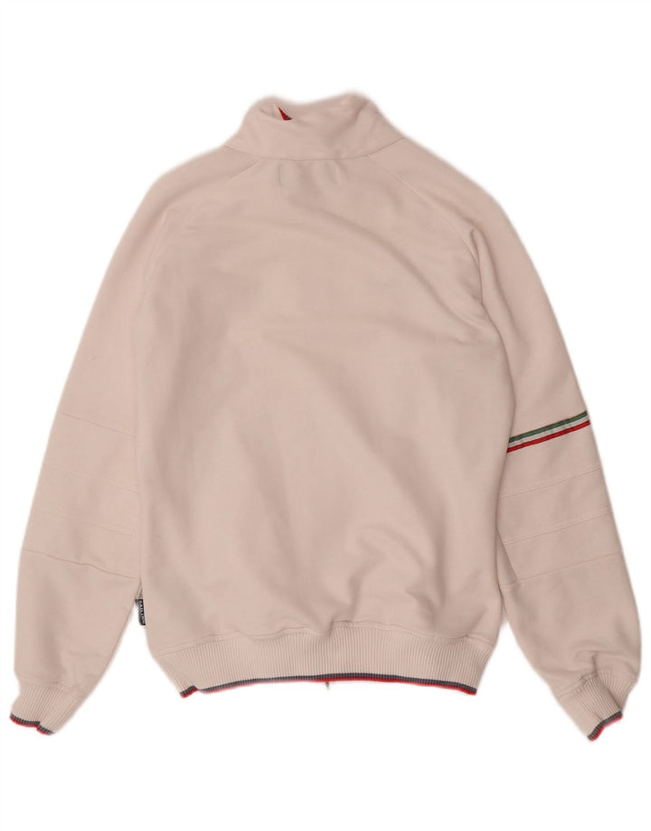 KAPPA Womens Tracksuit Top Jacket UK 14 Large Off White Cotton