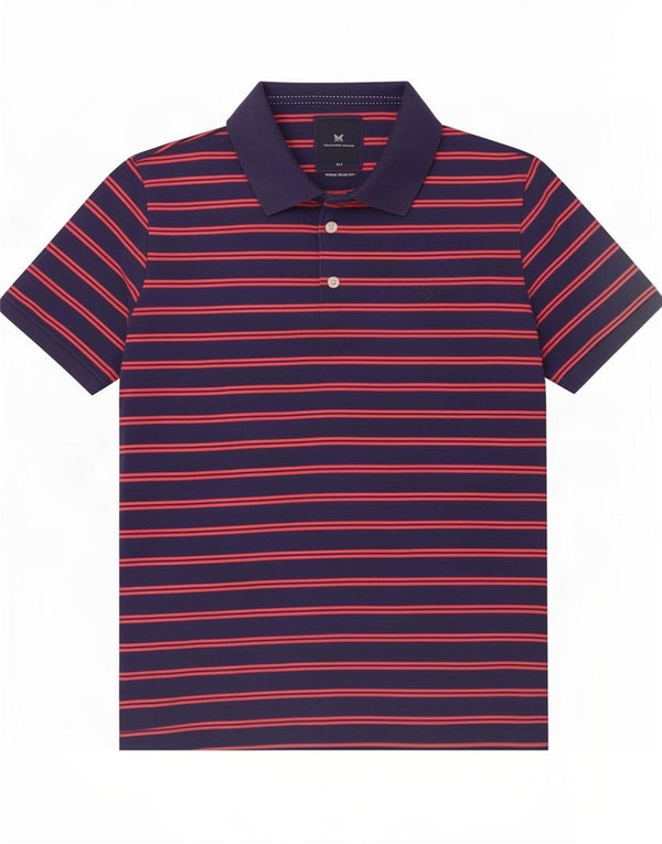Besætningstøj Herre poloshirt Stor marineblå stribet bomuld