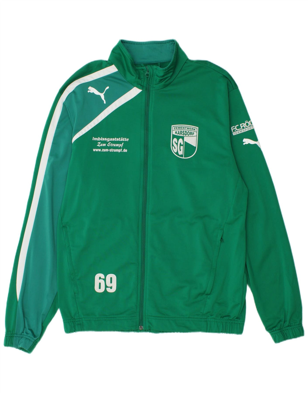 PUMA Mens Graphic Tracksuit Top Jacket Large Green Polyester