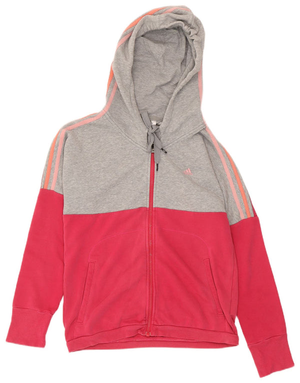 Adidas Dame Oversized hættetrøje Sweater med lynlås UK 4/6 XS Pink Colourblock