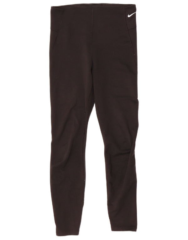 NIKE Dame Dri Fit Leggings UK 12 Medium Sort Polyester