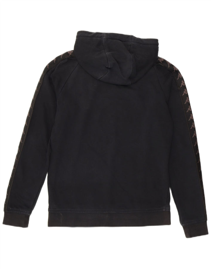 KAPPA Mens Graphic Hoodie Jumper Small Black Cotton