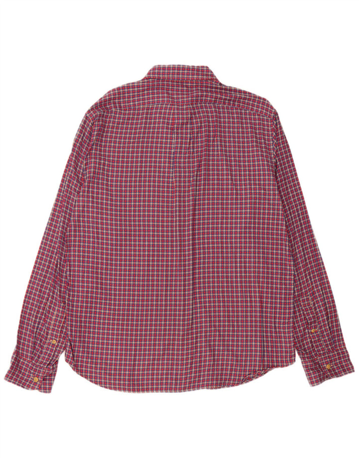 J. CREW Herre Slim Fit Flanellskjorte Stor rød ternet bomuld