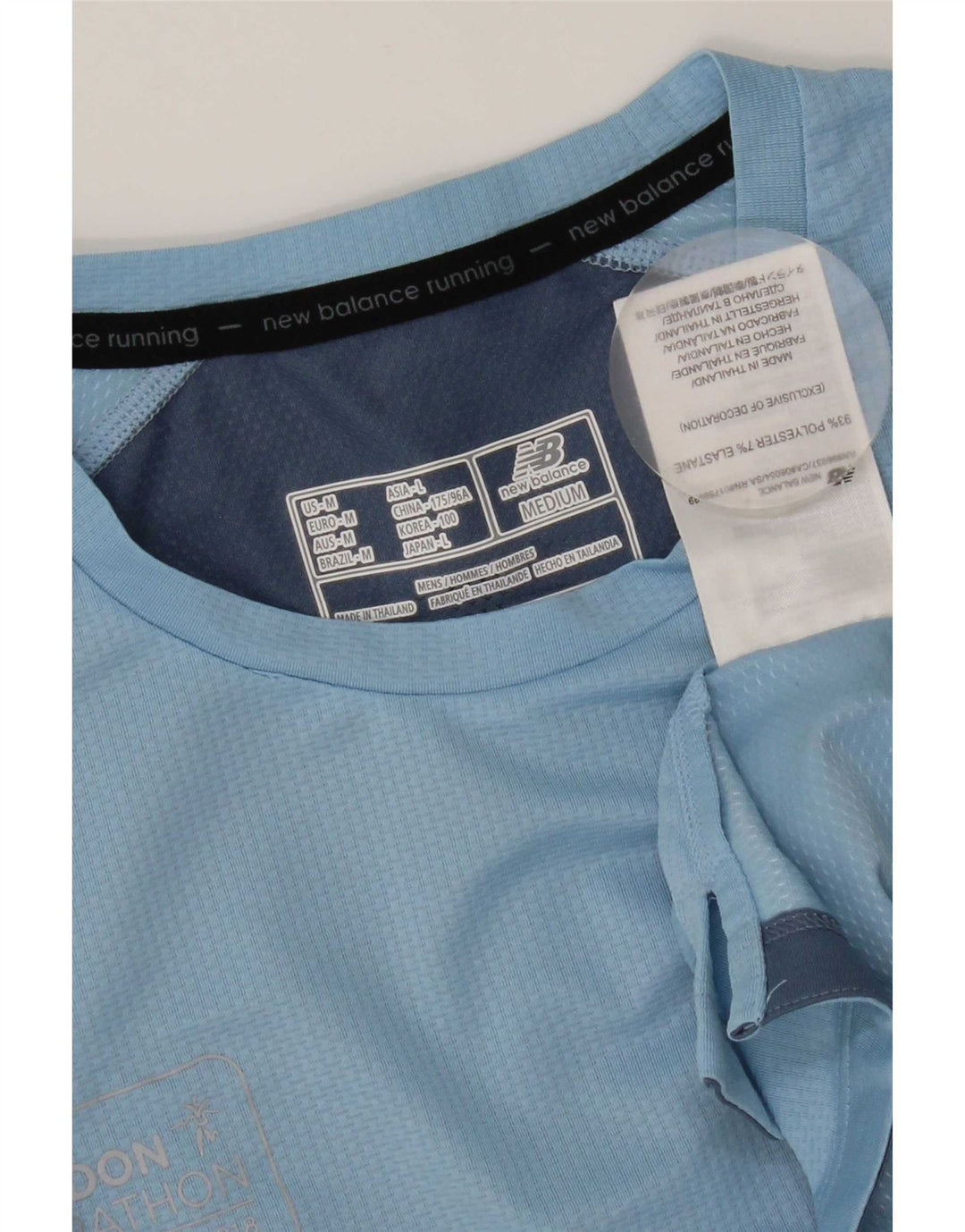New Balance Herre T-Shirt Top Medium Blue Colourblock Polyester