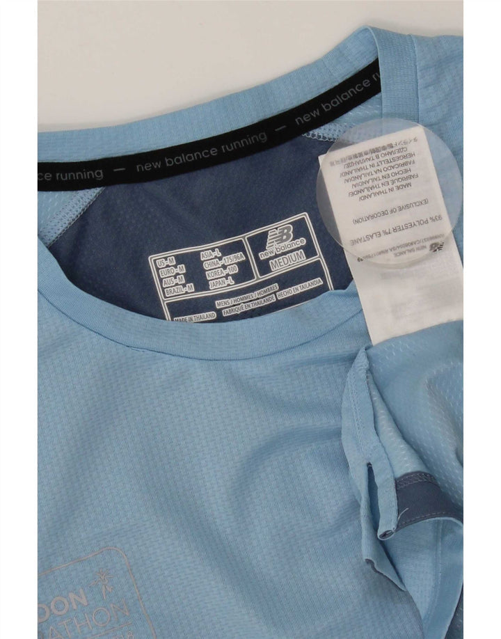 New Balance Herre T-Shirt Top Medium Blue Colourblock Polyester