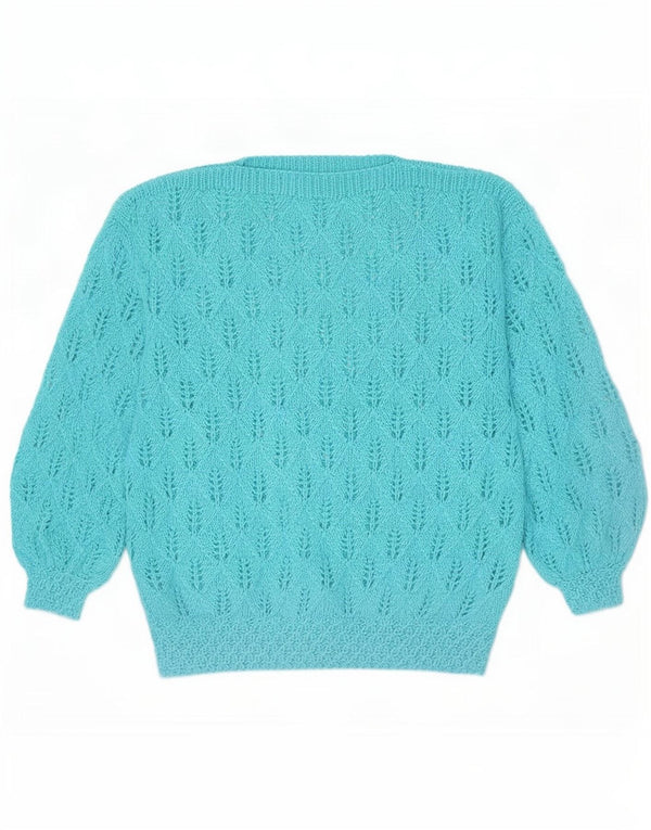 Vintage Womens Boat Neck Jumper Sweater UK 16 Large Blue
