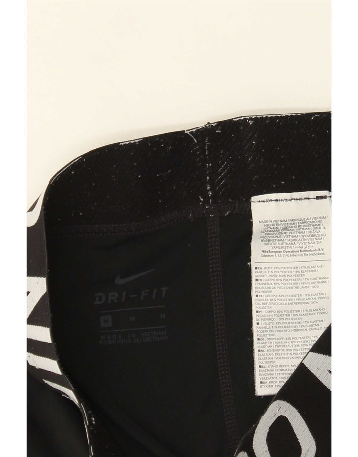 Nike Dame Dri Fit Grafiske Leggings UK 12 Medium Sort Polyester