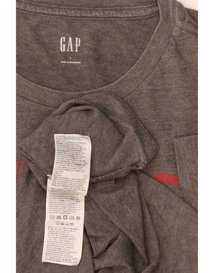 Gap Herre Grafisk T-Shirt Top Stor Grå Bomuld