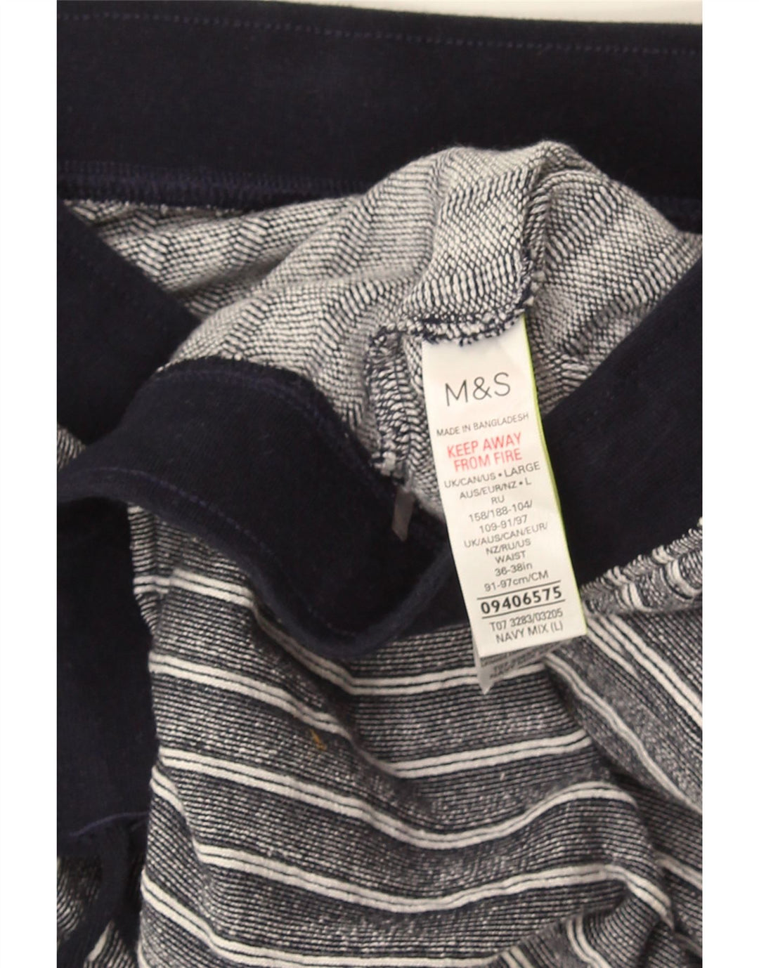 Marks & Spencer Herre Casual Shorts Store Marineblå Stribet Bomuld