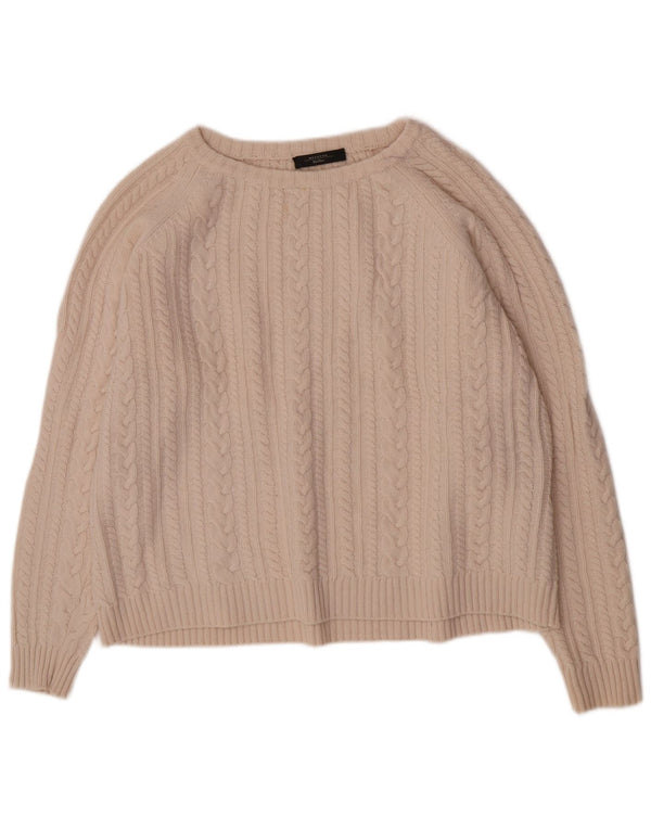 Max Mara Dame Loose Fit Boat Neck Jumper Sweater UK 16 Large Off White