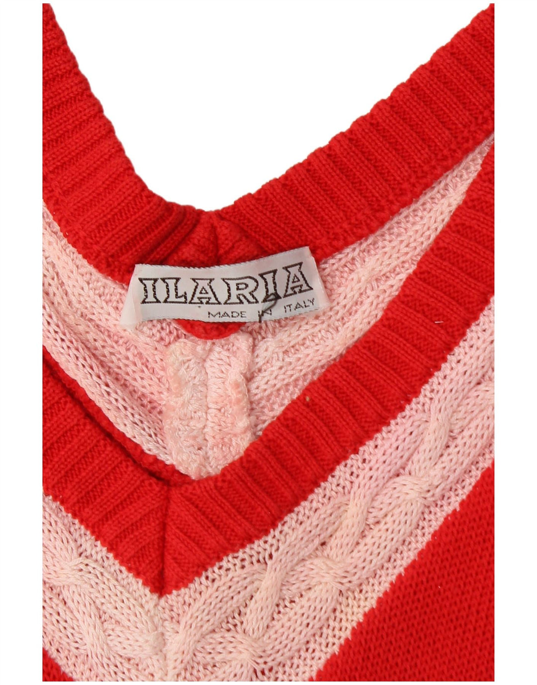 VINTAGE Dame Longline V-hals sweater UK 18 XL Rød Colourblock