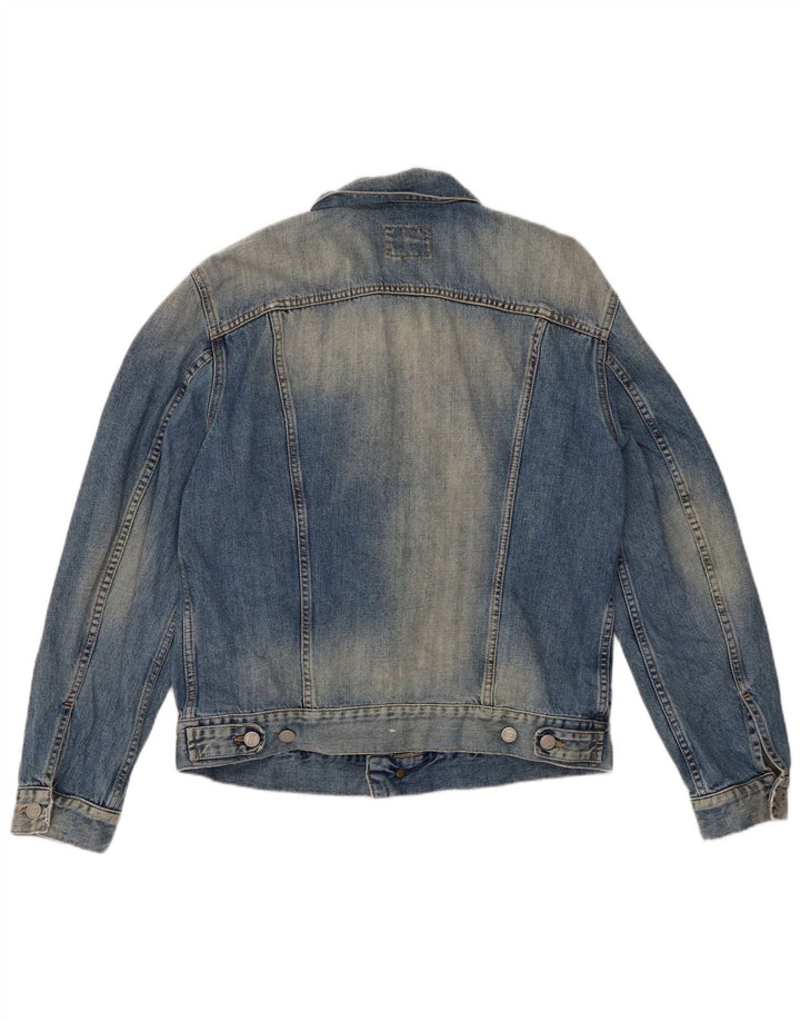 GAS Herre Acid Wash Denim Jacket UK 40 Large Blue Cotton