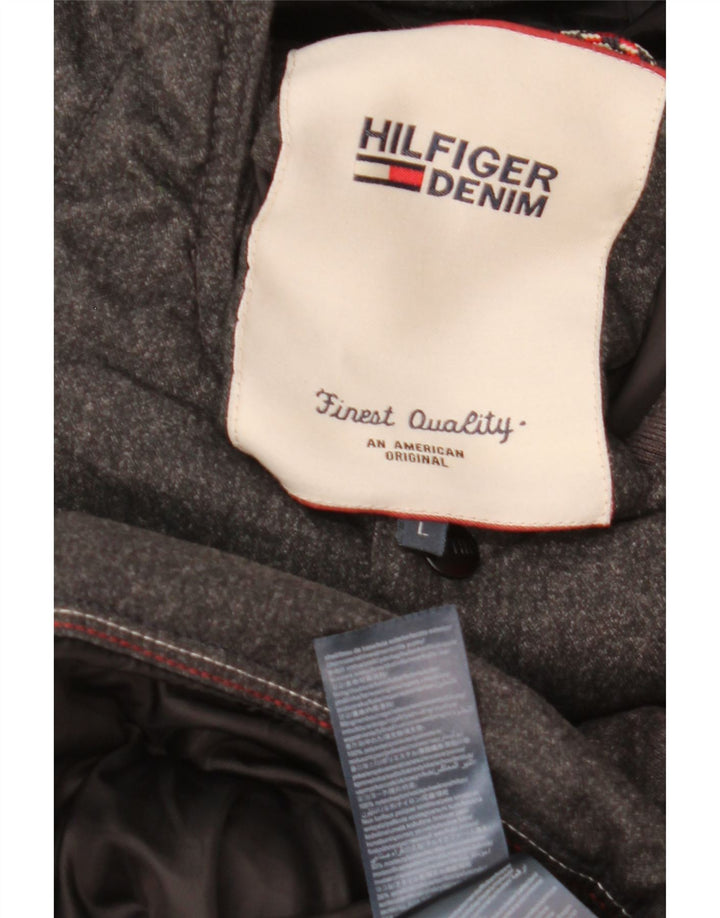 Tommy Hilfiger Herre hættepolstret jakke UK 40 Stor grå polyester