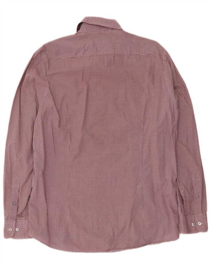 Hugo Boss Herre Regular Fit Skjorte Large Burgundy Gingham Cotton