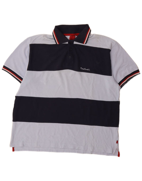 Pierre Cardin Herre Rugby Polo Shirt 2XL Blå Stribet Bomuld