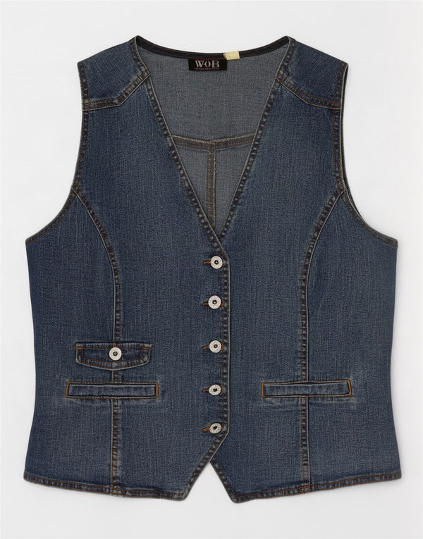 Vintage Dame denim vest EU 42 Stor Blå Bomuld
