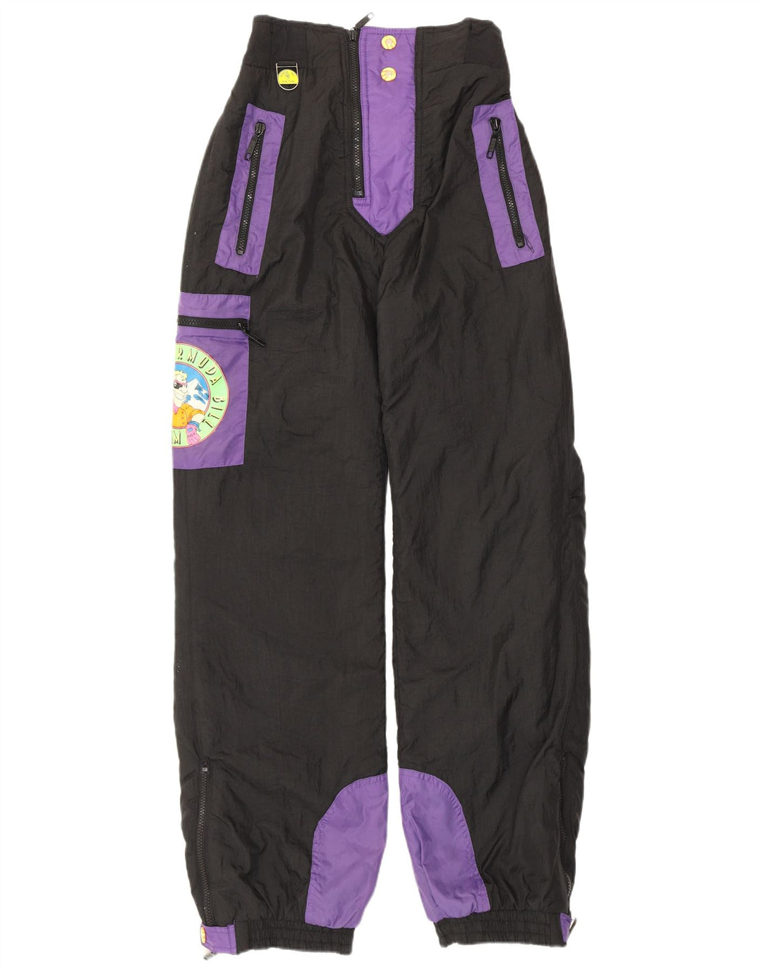 Vintage Skibukser til mænd Small Black Colourblock Polyester