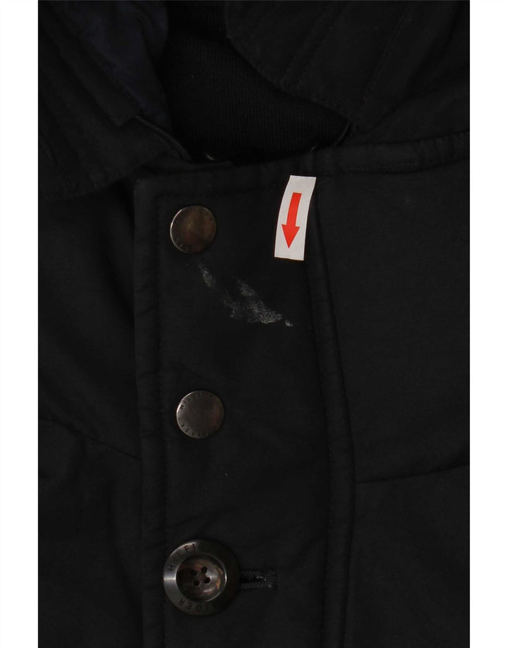 Tommy Hilfiger Herre hættepolstret jakke UK 38 Medium Sort Bomuld