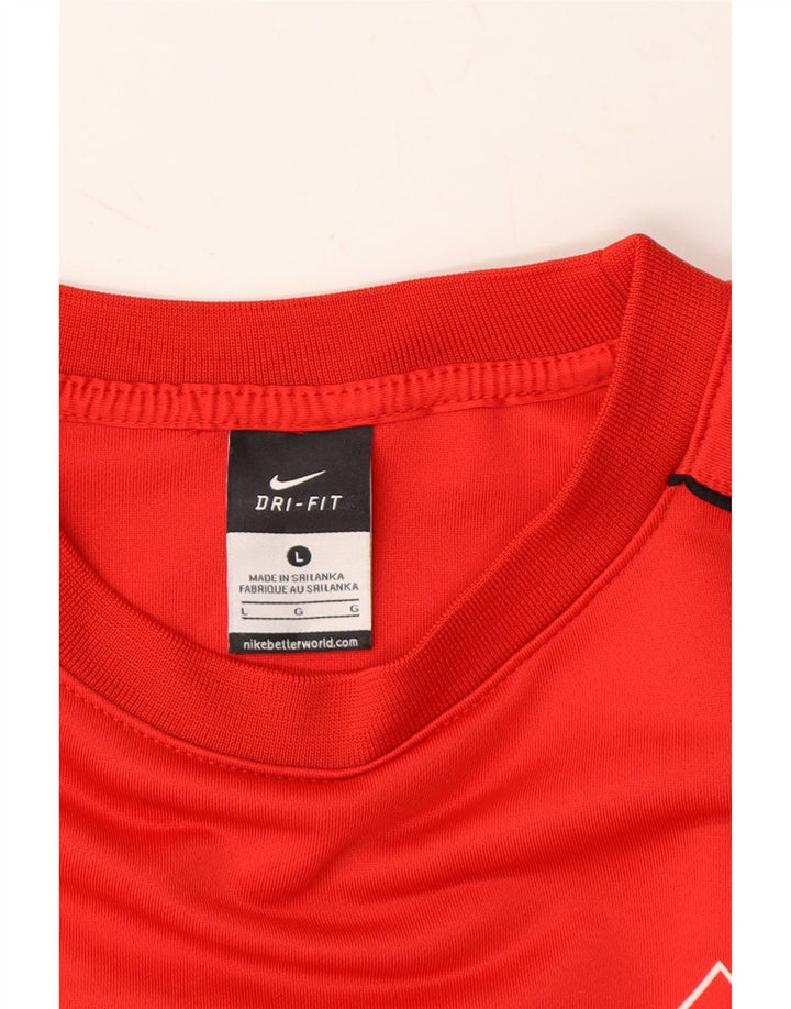 NIKE Mens Dri Fit Top Long Sleeve Large Red Polyester Vintage Nike and Second-Hand Nike from Messina Hembry 