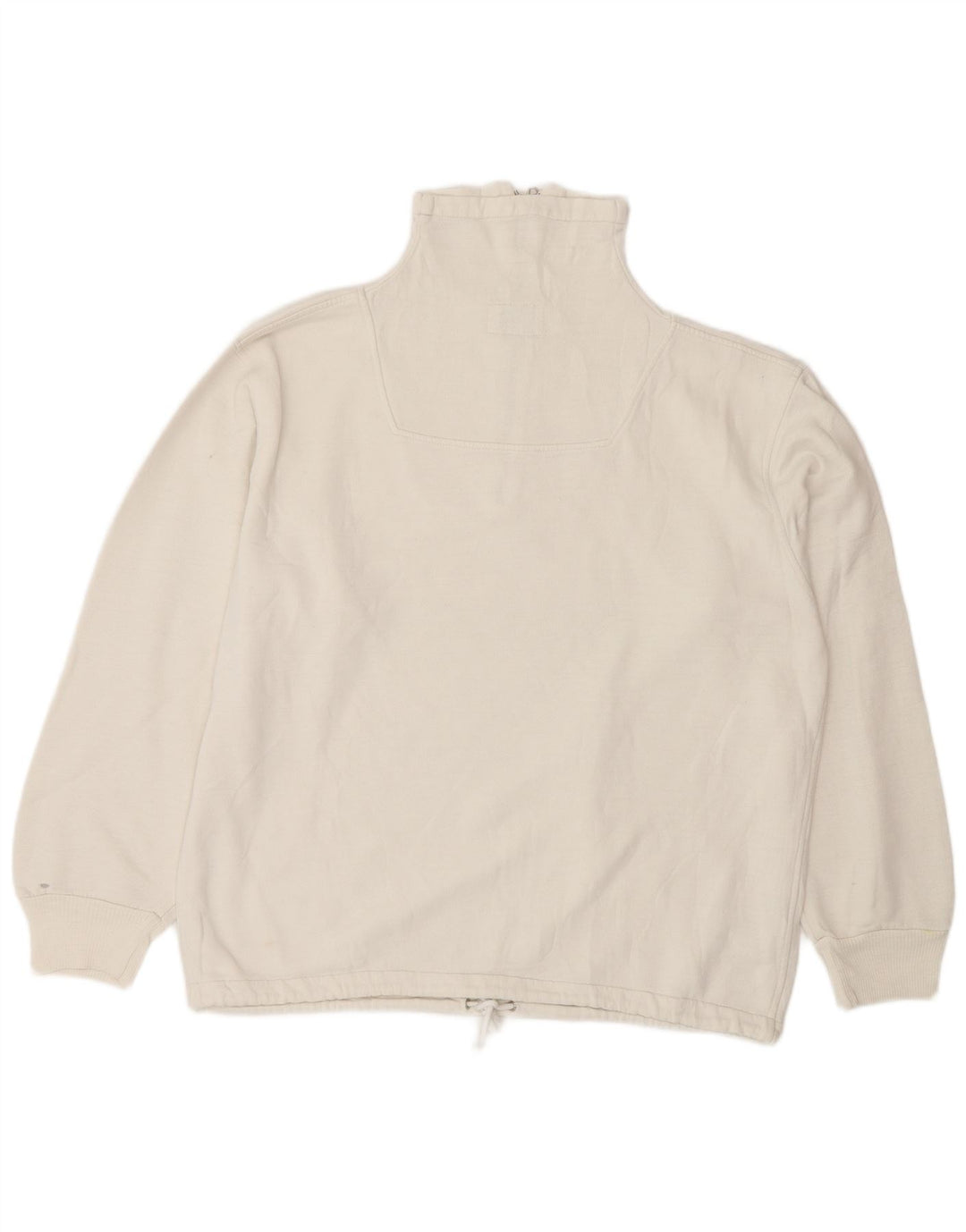 Outsider Herre Grafisk Zip Neck Sweatshirt Jumper Medium Hvid Bomuld