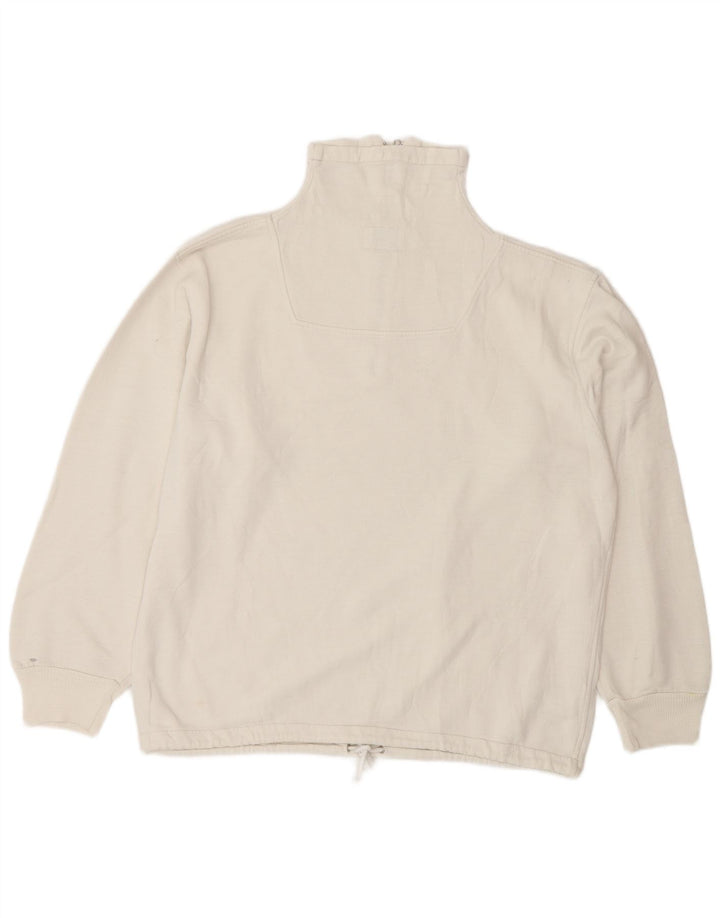 Outsider Herre Grafisk Zip Neck Sweatshirt Jumper Medium Hvid Bomuld