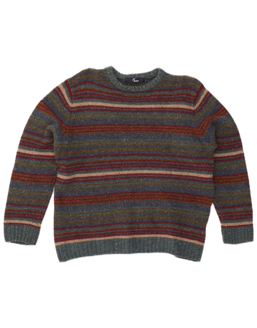 Paco Dame sweater med rund hals DK 16 Stor flerfarvet stribet uld