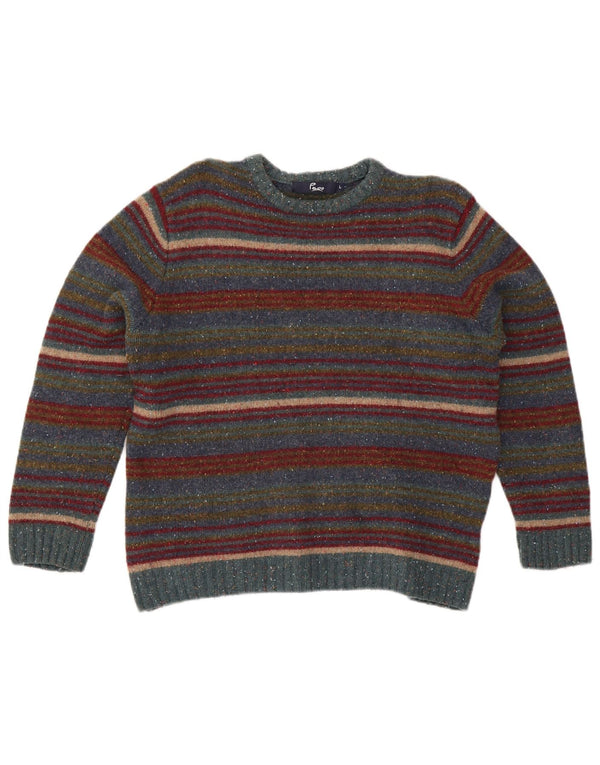 Paco Dame sweater med rund hals DK 16 Stor flerfarvet stribet uld