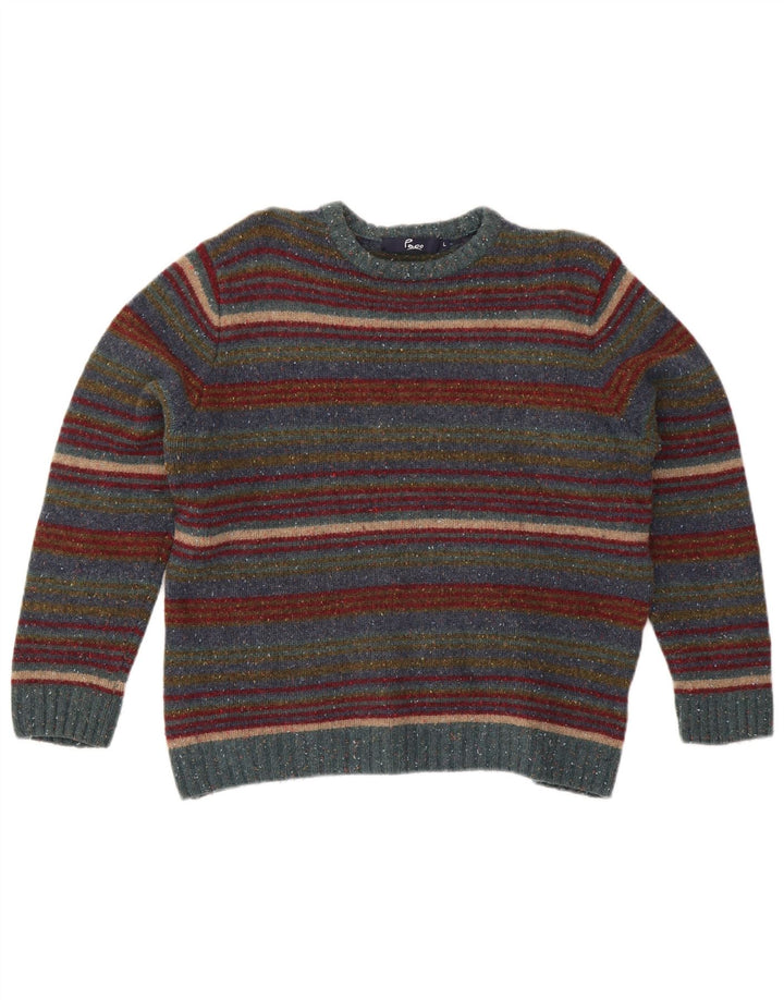 Paco Dame sweater med rund hals DK 16 Stor flerfarvet stribet uld