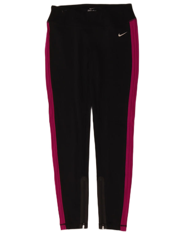 Nike Dame Dri Fit Leggings UK 8 Small Black Colourblock