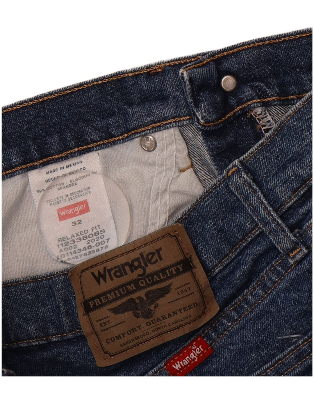 WRANGLER Mens Relaxed Fit Denim Shorts W32 Medium Blue Cotton